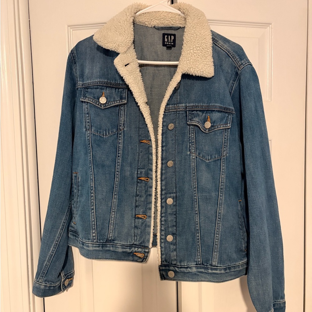 GAP Light Blue Denim Jacket with White Sherpa